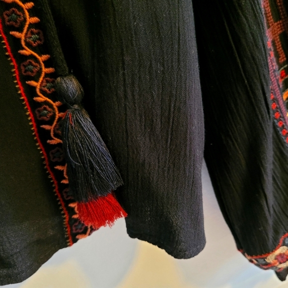 AMERICAN EAGLE Black Long Sleeve Top with Embroidery - Picture 7 of 9